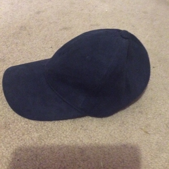 Classic Navy Blue Suede Material Baseball Cap Hat Velcro back Sporty Activewear - Picture 1 of 6